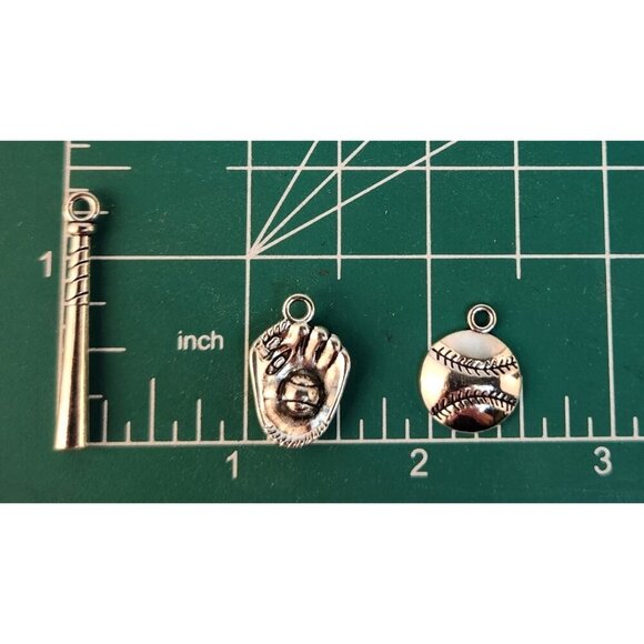 Baseball Theme Charm Set For Jewelry Crafting Silver Sports Charms Ideal For Bra - Picture 3 of 5